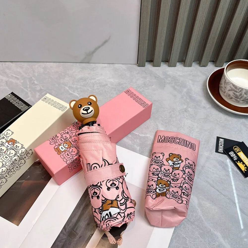 Moschino Pink Teddy Bear Folding Umbrella - Picture 8 of 9